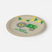 Rustikale Traktor Babydusche grün und gelb Pappteller (Schrägansicht)