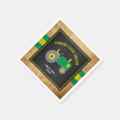 Rustikale Traktor Babydusche grün und gelb Serviette (Ecke)