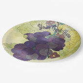 Rustikale Trauben Personalisiert Pappteller (Schrägansicht)