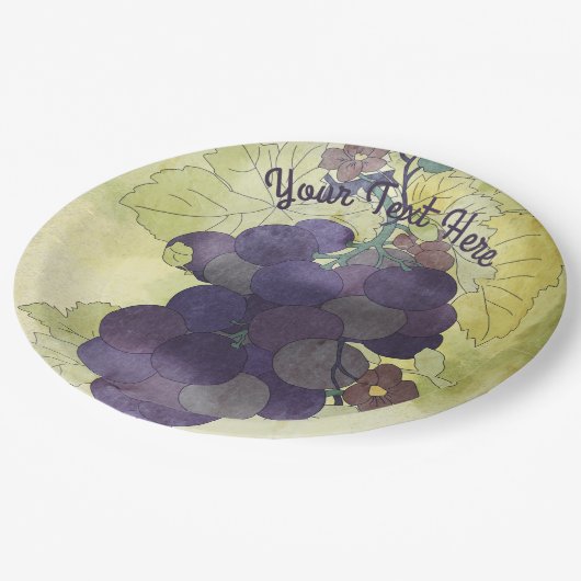 Rustikale Trauben Personalisiert Pappteller (Schrägansicht)
