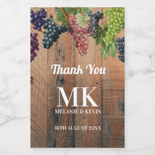 Rustikale Trauben- und Traubenmonographie Weinetikett (Einzelnes Label)