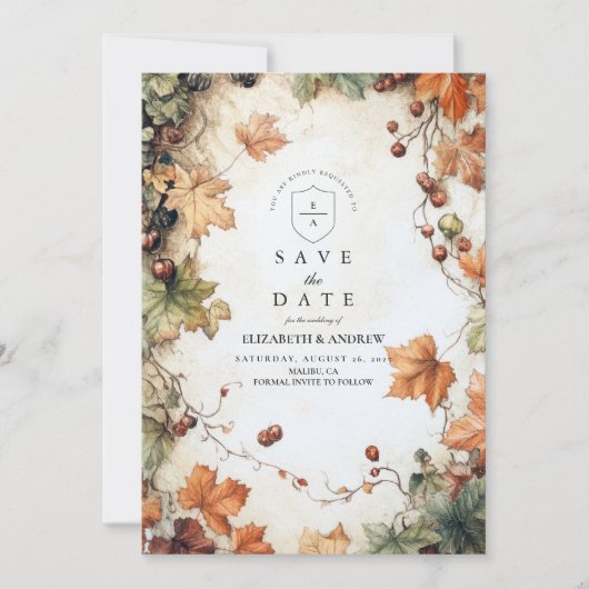 Rustikale Traubenkirsche Save The Date (Vorderseite)