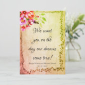 Rustikale Träume wahr Hochzeitsfeiern Einladung (Stehend Vorderseite)