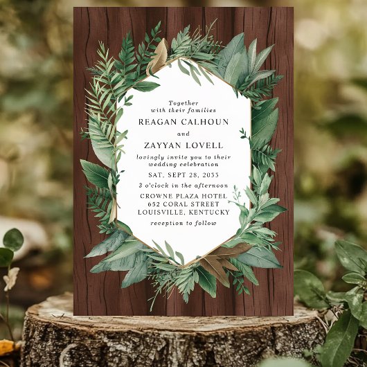 Rustikale Trauung im Grünen und Holz Einladung