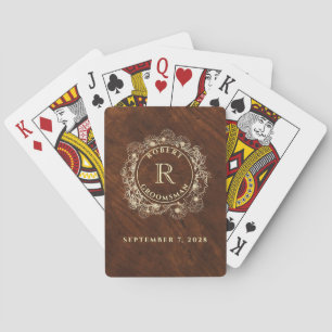 Rustikale Trauzeugen-Monogramm Spielkarten