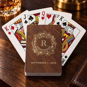 Rustikale Trauzeugen-Monogramm Spielkarten
