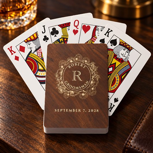 Rustikale Trauzeugen-Monogramm Spielkarten