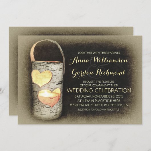 Rustikale Tree Candle Wedding Einladungen (Vorne/Hinten)