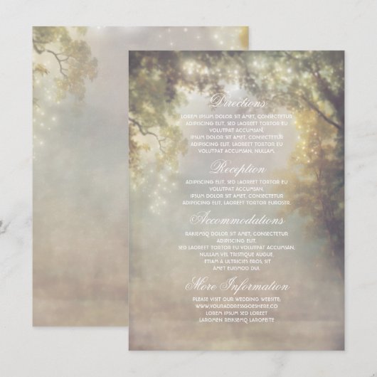 Rustikale Tree Lights Bracnhes Hochzeitsinformatio Begleitkarte (Vorne/Hinten)