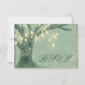 Rustikale Tree Mason Jar Lights Wedding RSVP Card Karte (Rückseite)
