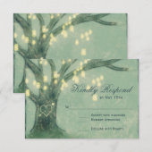 Rustikale Tree Mason Jar Lights Wedding RSVP Card Karte (Vorne/Hinten)