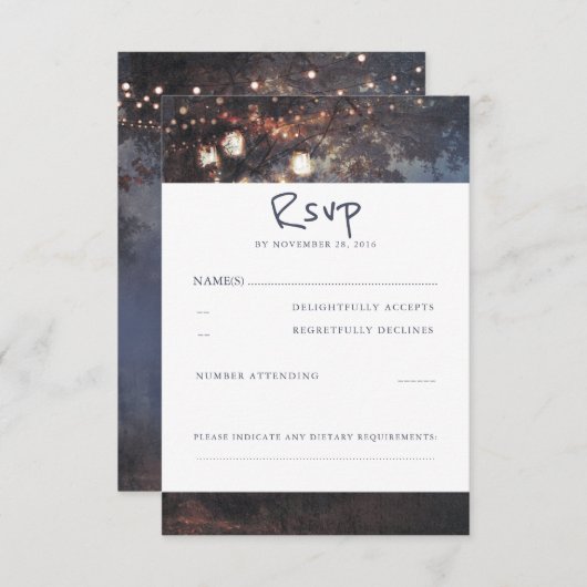 Rustikale Tree- und Mason Jars Wedding RSVP Cards (Vorne/Hinten)