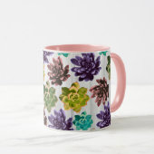 Rustikale Trendsukkulenten und weiße Holzplanks Tasse (VorderseiteRechts)