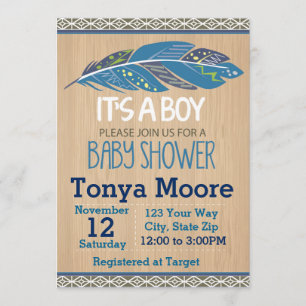 Rustikale Tribal Baby Shower Invitation (Junge) Einladung
