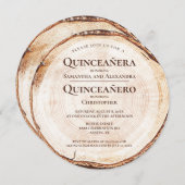 Rustikale Triplets Girls Boys Quinceañera Quinceañ Einladung (Vorne/Hinten)