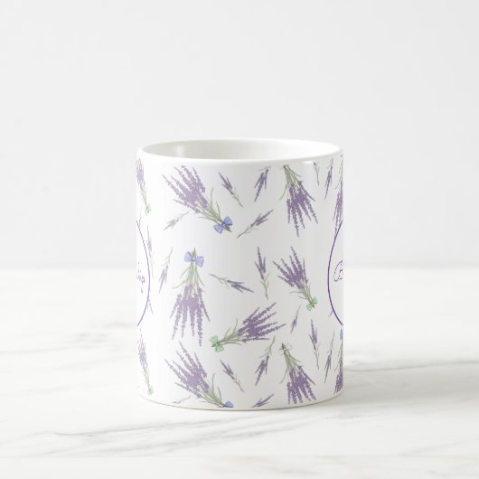 Rustikale trockene Lavendel Blume Bündel Monogramm Kaffeetasse (Mittel)