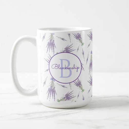Rustikale trockene Lavendel Blume Bündel Monogramm Kaffeetasse (Links)