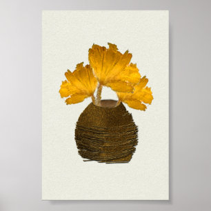Rustikale Trockene Warme Licht Blumen in Kupfervas Poster