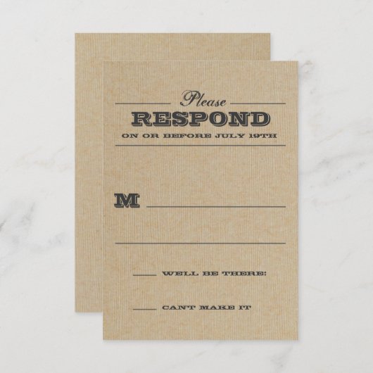 Rustikale Trophie Graue Reaktion RSVP Karte (Vorne/Hinten)