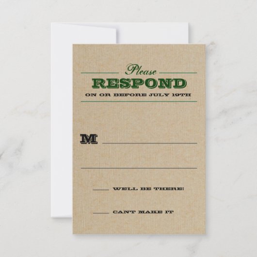 Rustikale Trophie Grüne Reaktion RSVP Karte (Vorderseite)