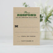 Rustikale Trophie Grüne Reaktion RSVP Karte (Stehend Vorderseite)