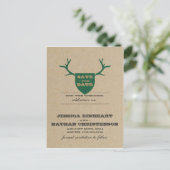 Rustikale Trophy Green Save the Date Ankündigungspostkarte (Stehend Vorderseite)