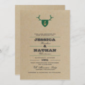Rustikale Trophy Green Wedding Einladung (Vorne/Hinten)