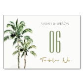 Rustikale Tropical Green Beach Palmen Hochzeit Tischnummer (Rückseite)