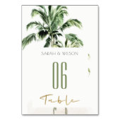 Rustikale Tropical Green Beach Palmen Hochzeit Tischnummer (Rückseite)