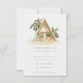 Rustikale Tropical Palm Beach Shack Wedding Rsvp (Vorderseite)