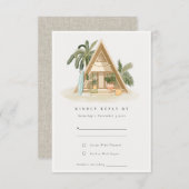 Rustikale Tropical Palm Beach Shack Wedding Rsvp (Vorne/Hinten)