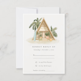 Rustikale Tropical Palm Beach Shack Wedding Rsvp Karte
