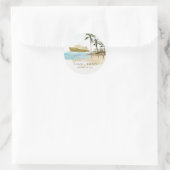 Rustikale Tropical Seascape Beach Cruise Palm Wedg Runder Aufkleber (Tasche)