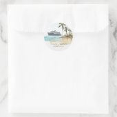 Rustikale Tropical Seascape Beach Cruise Palm Wedg Runder Aufkleber (Tasche)