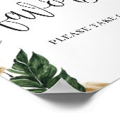 Rustikale tropische Blätter Blumenschild Gastgesch Poster (Ecke)