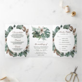 Rustikale tropische Blätter Blumenzehen Dreifach Gefaltete Einladung (Innenseite)