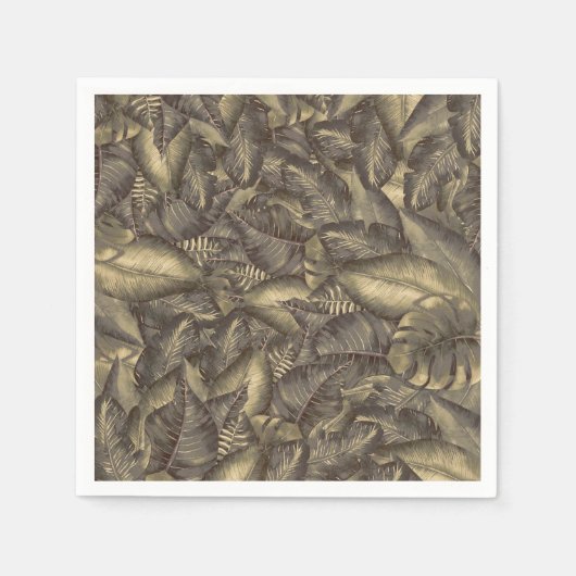 Rustikale tropische Blätter Botanisches Elegantes Serviette (Vorderseite)