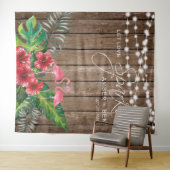 Rustikale tropische Flamingos-String-Lichter Hochz Wandteppich (Beispiel (Horizontal))