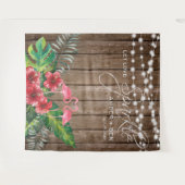 Rustikale tropische Flamingos-String-Lichter Hochz Wandteppich (Vorderseite (Horizontal))