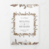 Rustikale tropische getrocknete Palmen Blätter Blu Dreifach Gefaltete Einladung (Cover)