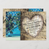 Rustikale tropische Hochzeit in Urlaubsort Einladung (Vorne/Hinten)