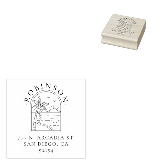 Rustikale tropische Landschaft Gewohnte Rücksendea Gummistempel (Stempel)