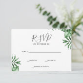 Rustikale tropische Natur Botanische Grünpflanzen RSVP Karte (Stehend Vorderseite)