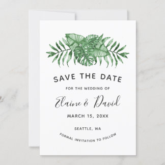 Rustikale tropische Natur Botanische Grünpflanzen Save The Date