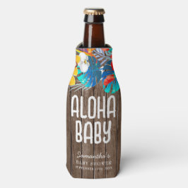 Rustikale tropische Palme Blätter Aloha Baby Dusch Flaschenkühler