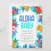 Rustikale tropische Palme Blätter Aloha Babydusche Einladung (Vorderseite)
