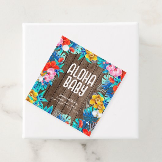 Rustikale tropische Palme Blätter Aloha Babydusche Geschenkanhänger (Beispiel)