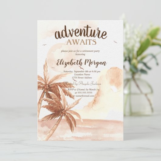 Rustikale tropische Palmen Einladung (Stehend Vorderseite)