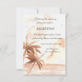 Rustikale tropische Palmen Hochzeitsempfang Einladung (Vorderseite)