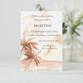 Rustikale tropische Palmen Hochzeitsempfang Einladung (Stehend Vorderseite)